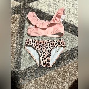 Toddler pink leopard bikini